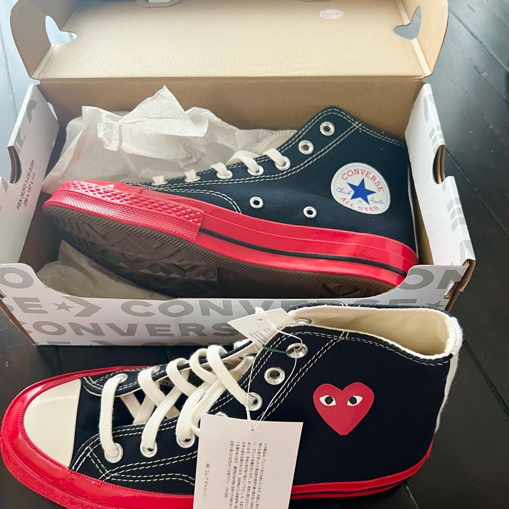 Converse Kids High-Top Sneakers - Black and Red with White Accents
